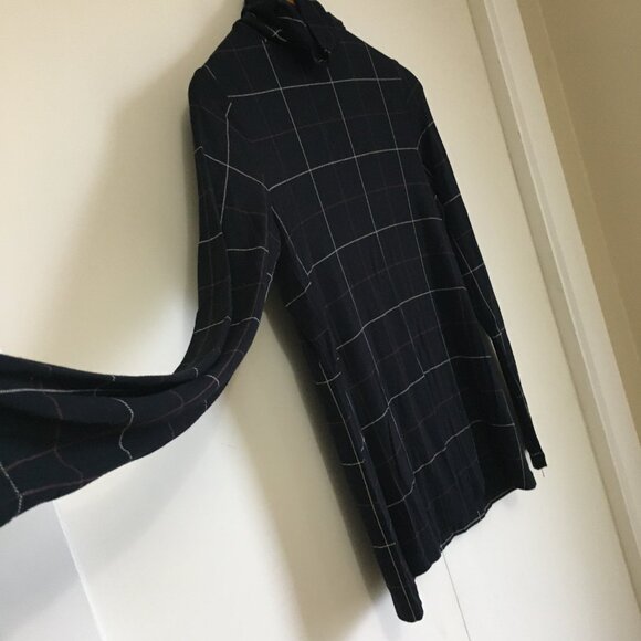 Denver Hayes Black Red White Plaid Mock Neck Viscose Long Sleeve Top XS - Picture 3 of 13